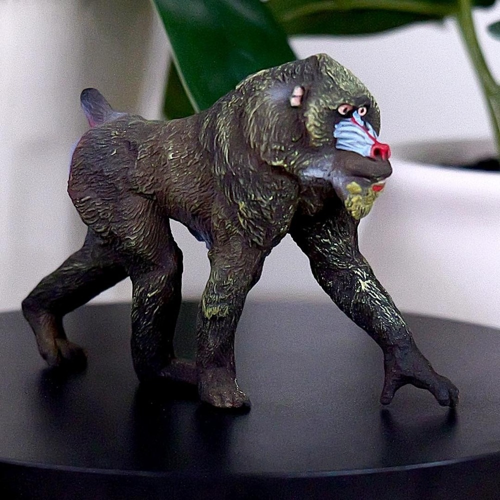 Mandrill Monkey Figure - Hand Painted & Collectible Wild Animal Toy Figurine